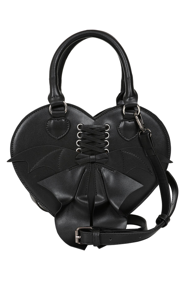 Banned Alternative BANNED Glamorama Heart Batwing Bag | Gothic Lace-up Corset Handbag
