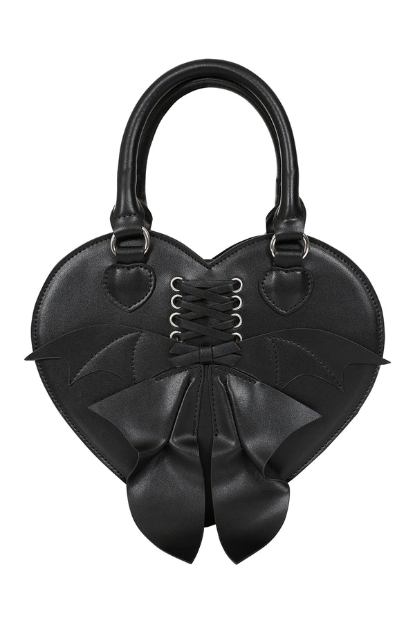 banned alternative BANNED Glamorama Heart Batwing Bag | Gothic Lace-up Corset Handbag