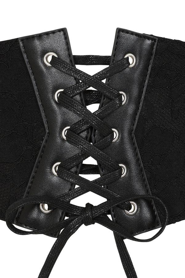 Banned Alternative BANNED Hallow Keepers Lace Belt Lace Belt With Gothic Corset Lacing