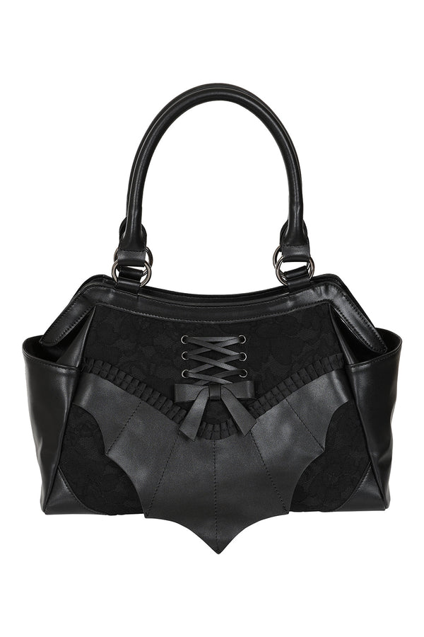 banned alternative BANNED Hallow Keepers Lace Handbag | Gothic Corset Vegan Leather Bag