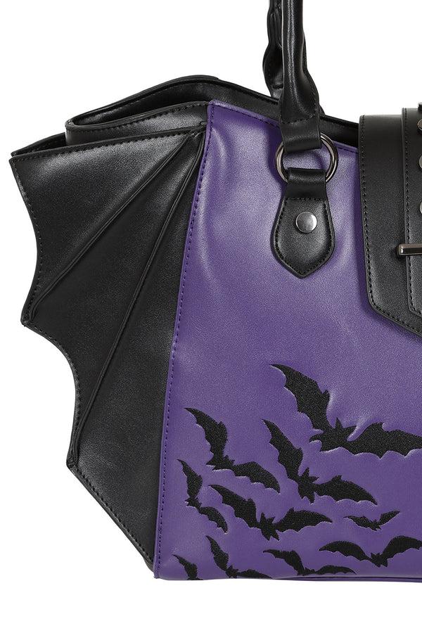 Banned Alternative BANNED Haunted Annabelle Goth Batwing Tote Bag | Vegan Leather Gothic Handbag
