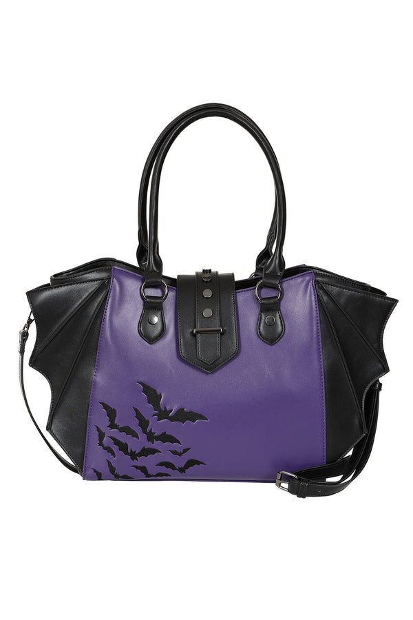 Banned Alternative BANNED Haunted Annabelle Goth Batwing Tote Bag | Vegan Leather Gothic Handbag