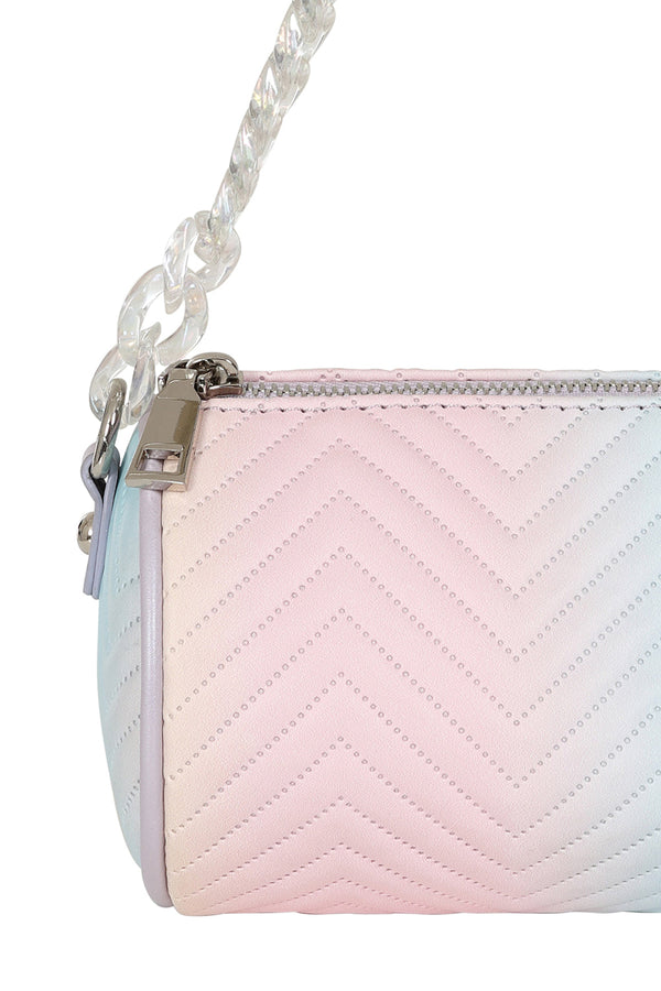 Banned Alternative BANNED Pastel Moon Quilted Bag | Soft Goth Chain Tube Handbag
