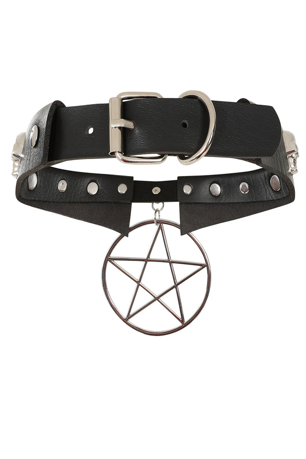Banned Alternative BANNED Restrict Pentagram Choker Gothic Statement Necklace With Pentagram Design