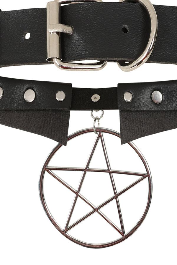 Banned Alternative BANNED Restrict Pentagram Choker Gothic Statement Necklace With Pentagram Design