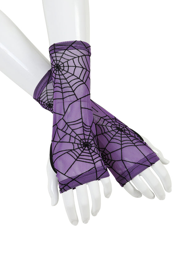 Banned Alternative BANNED Seraphina Gloves Mesh Spiderweb Printed Gloves For Gothic And Alternative Styles