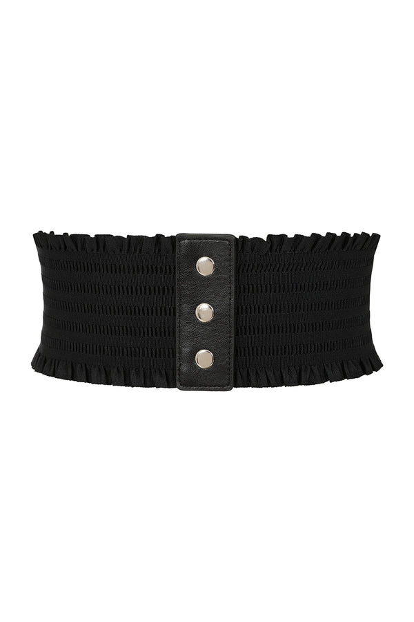 banned alternative BANNED Shady Gal Elastic Belt Wide Elasticated Belt with Frill Edge Detailing