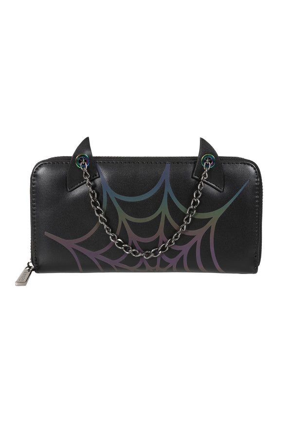 banned alternative BANNED Spider Claw Holographic Wallet | Gothic Web Chain Card Holder