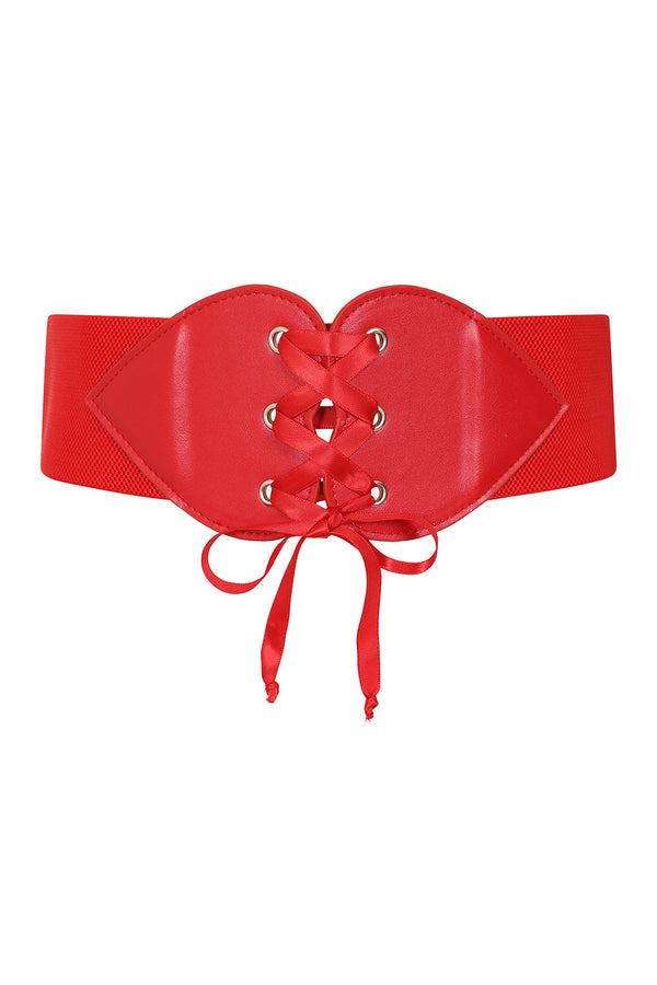 Banned Alternative BANNED Sweetheart Elastic Belt Retro And Rockabilly Laced Heart Elasticated Belt