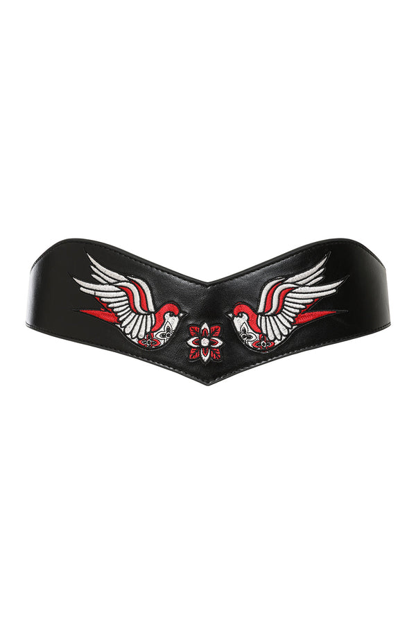 banned alternative BANNED The Swallows Return Retro Embroidered Belt with Swallow Design