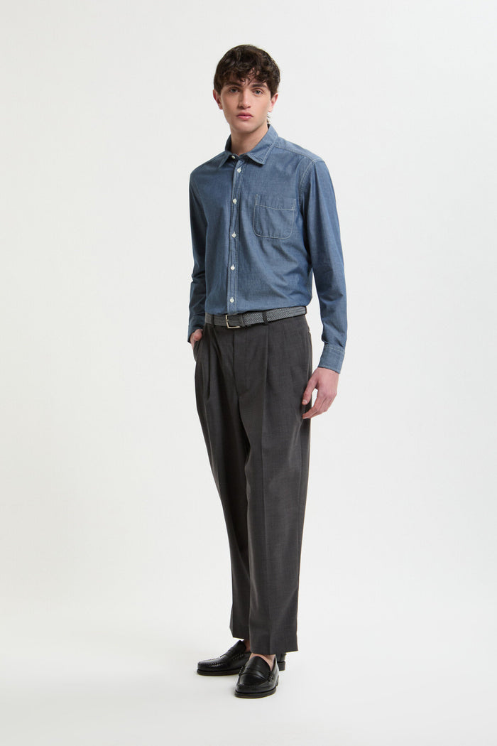 baracuta 2-TUCK TAPERED TROUSERS Dark grey