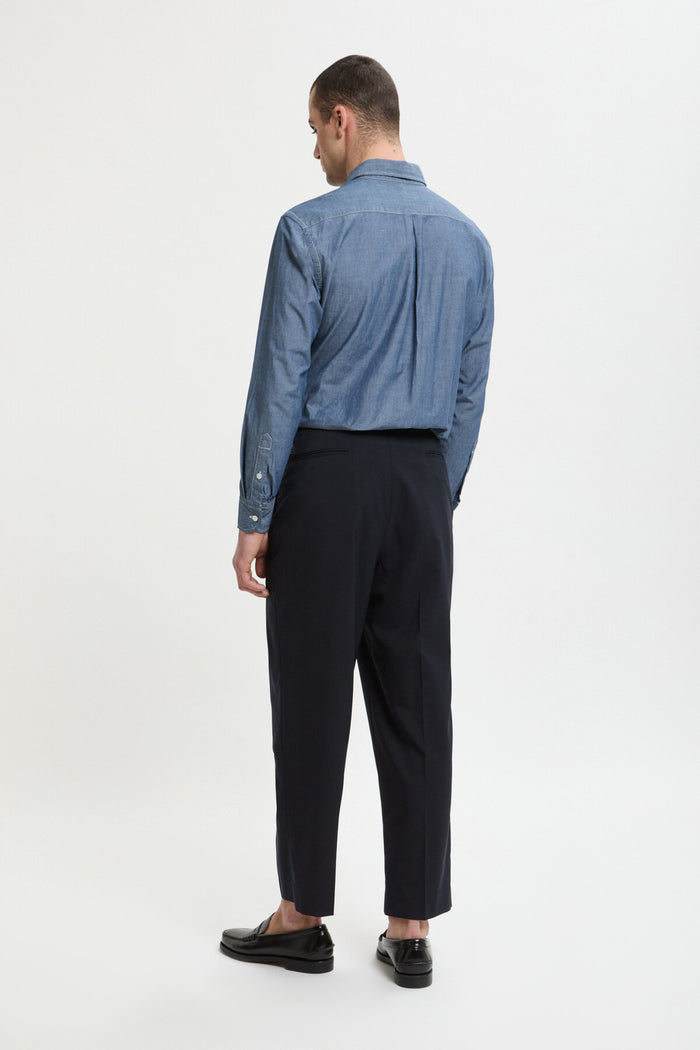 Baracuta 2-TUCK TAPERED TROUSERS Navy