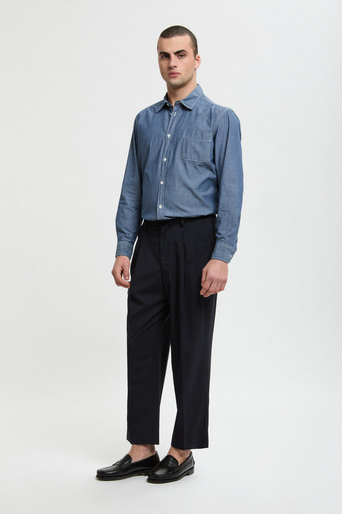 baracuta 2-TUCK TAPERED TROUSERS Navy