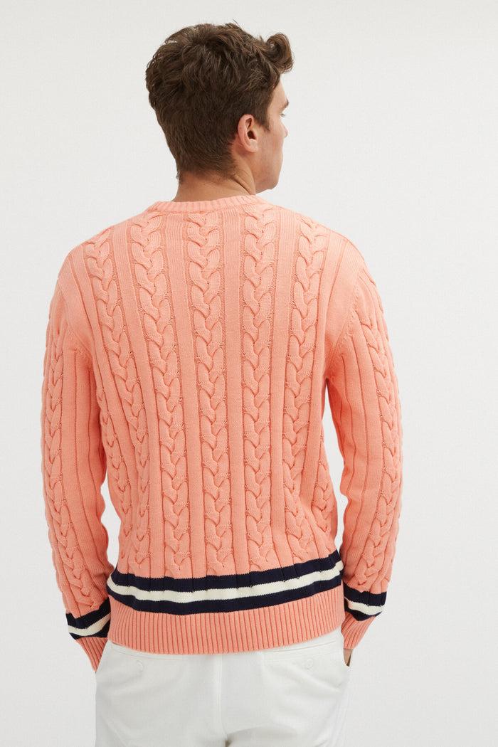 Baracuta Cable Crew Neck Flamingo