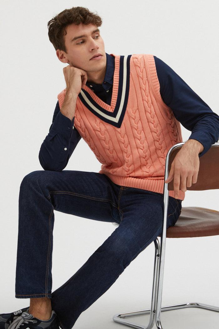 Baracuta Cable Vest Flamingo