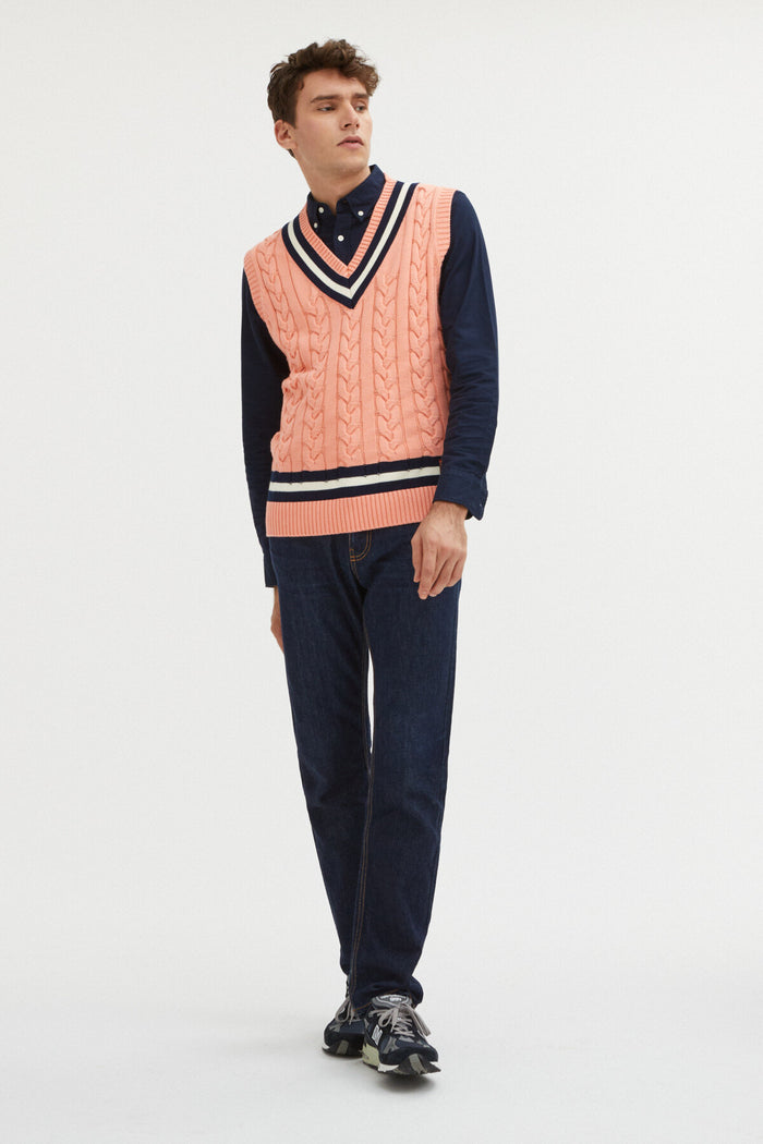 Baracuta Cable Vest Flamingo