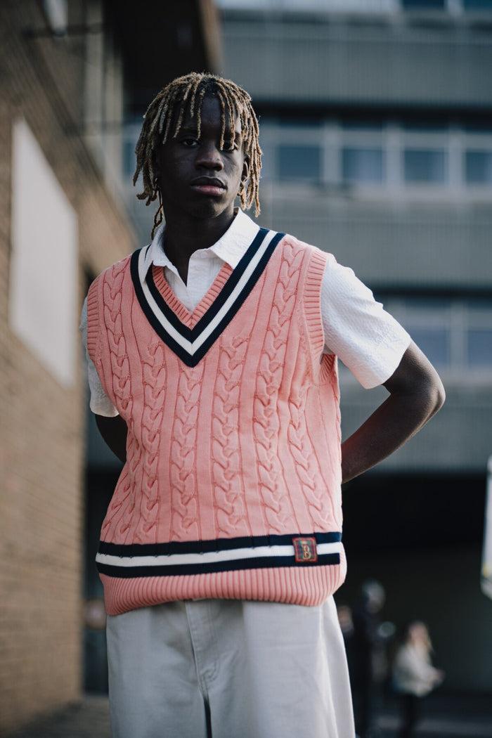 baracuta Cable Vest Flamingo