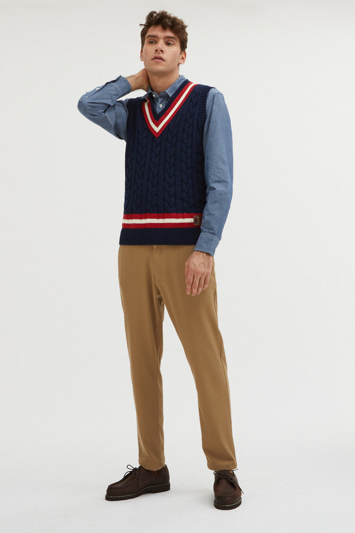 Baracuta Cable Vest Navy