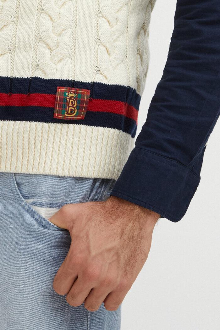 Baracuta Cable Vest Off White