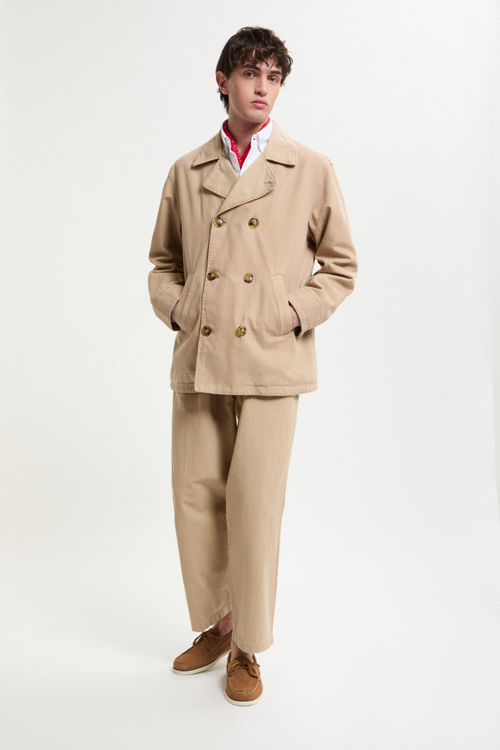 Baracuta Canvas Garment Dyed Peacoat British Khaki