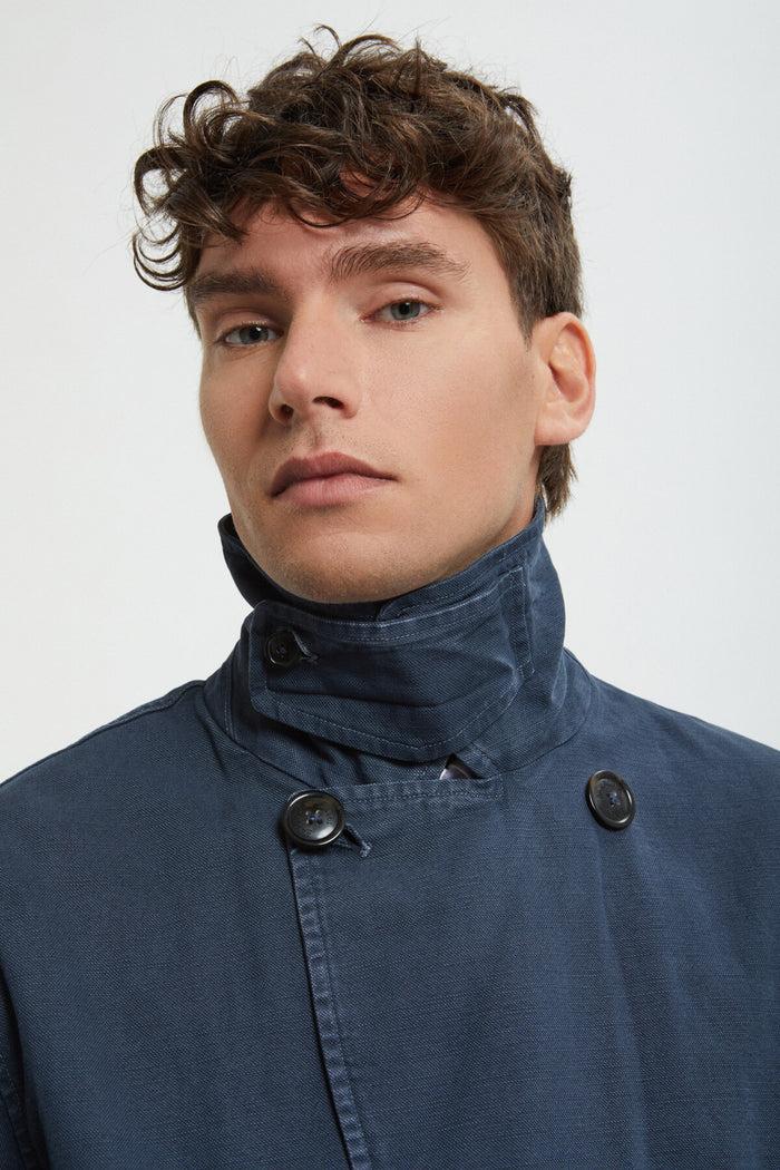 Baracuta Canvas Garment Dyed Peacoat Sea Storm