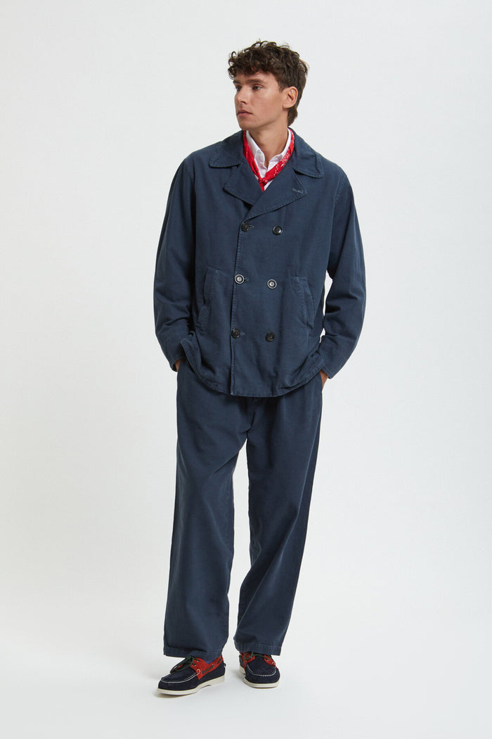 Baracuta Canvas Garment Dyed Peacoat Sea Storm