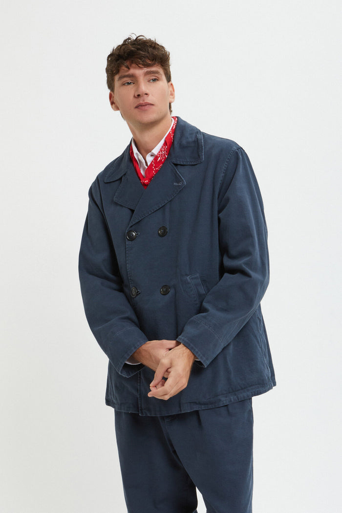 baracuta Canvas Garment Dyed Peacoat Sea storm