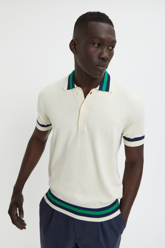 Baracuta Contrast Stripes Polo Ivory