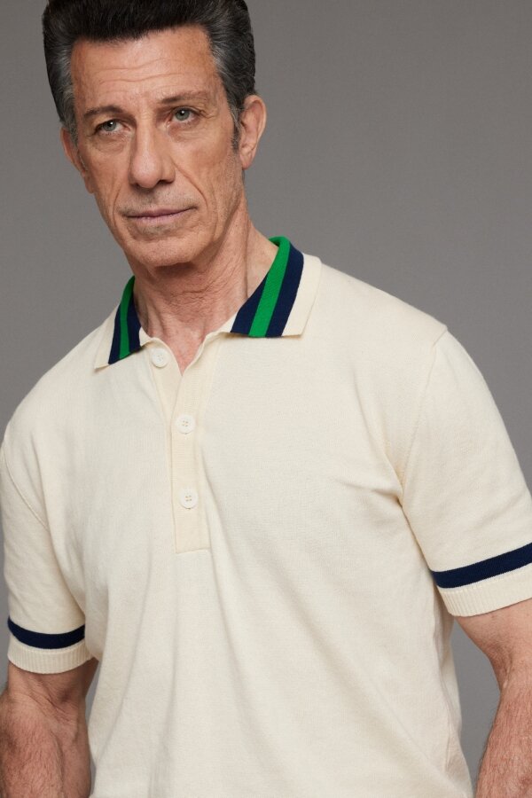 baracuta Contrast Stripes Polo Ivory