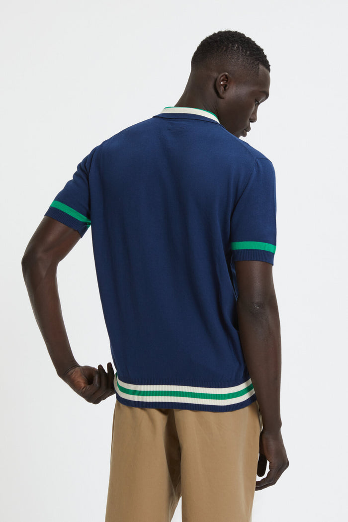 Baracuta Contrast Stripes Polo Navy