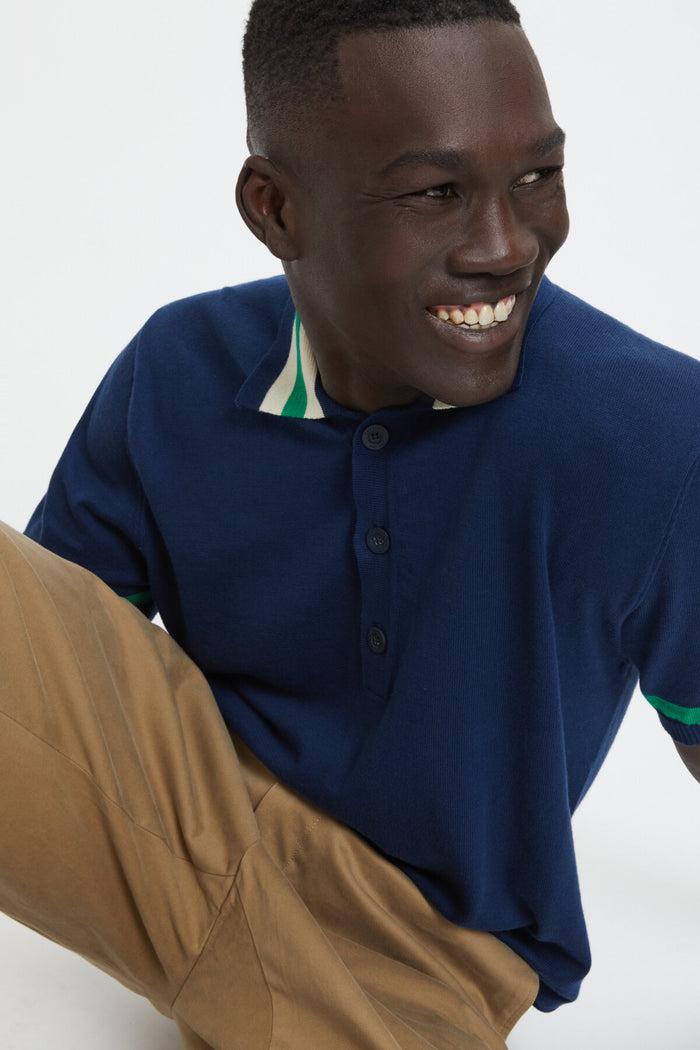 Baracuta Contrast Stripes Polo Navy