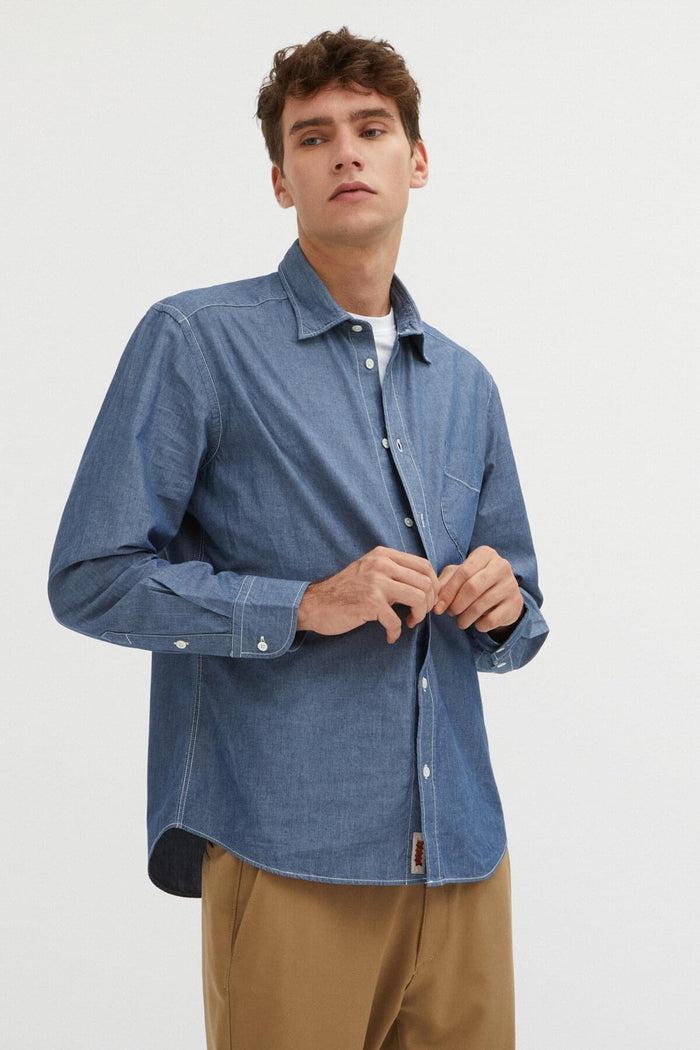 Baracuta Easy Button Up Shirt Blue Chambray