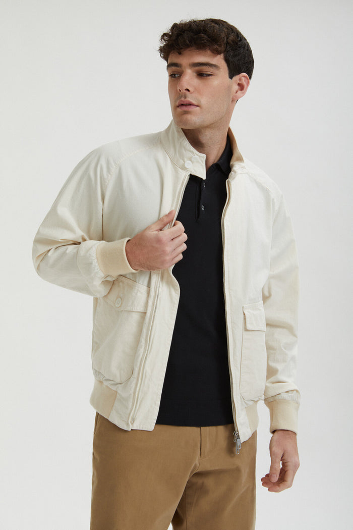 Baracuta G9 Chambray Pocket Off White Chambray