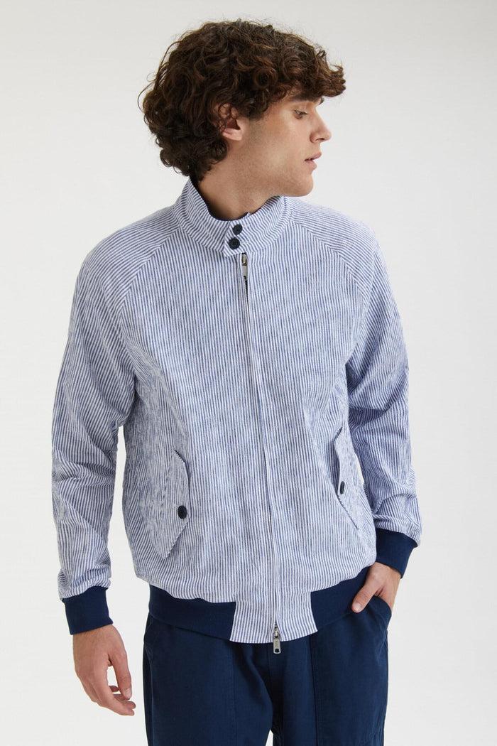 Baracuta G9 Seersucker Blue White Stripe