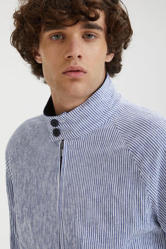 Baracuta G9 Seersucker Blue White Stripe