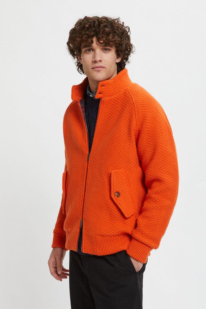 Baracuta Jacquard Knit Bomber Bright Orange