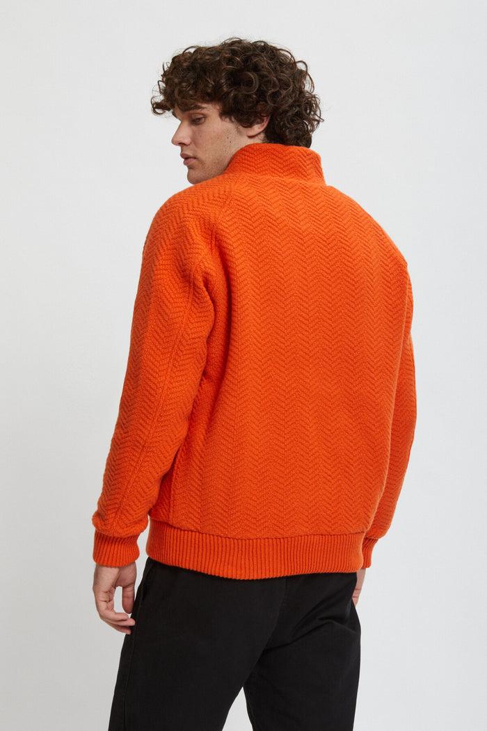 Baracuta Jacquard Knit Bomber Bright Orange