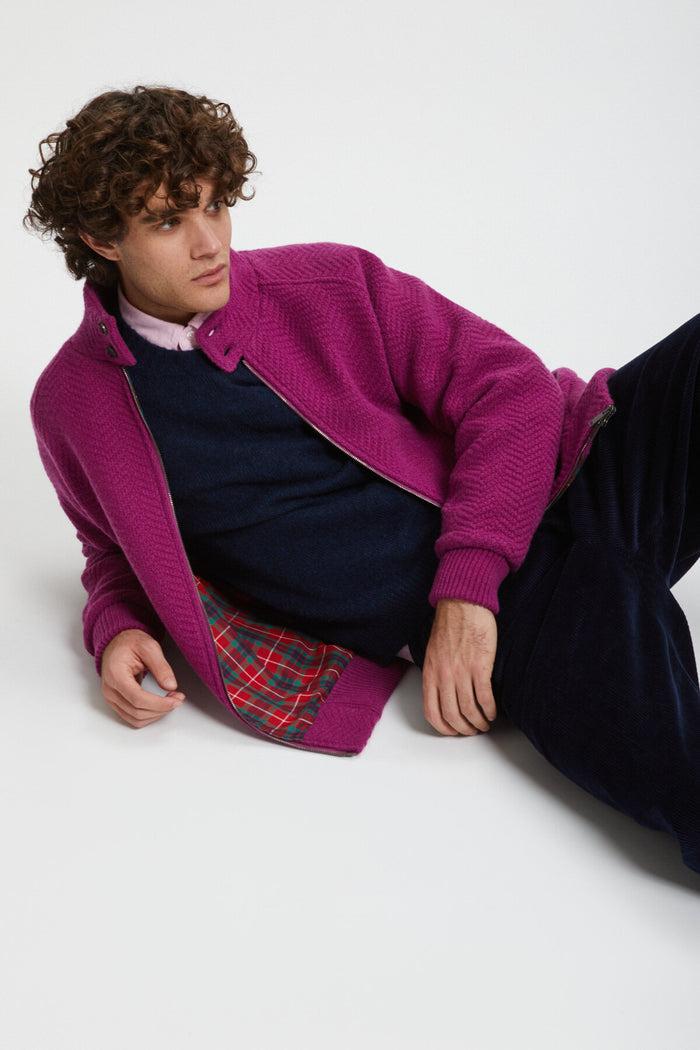 Baracuta Jacquard Knit Bomber Wisteria