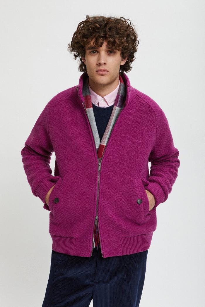 baracuta Jacquard Knit Bomber Wisteria