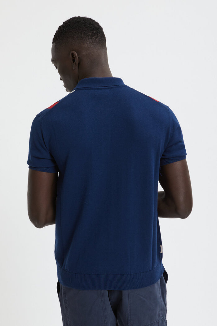 Baracuta Lined Stripe Polo Navy