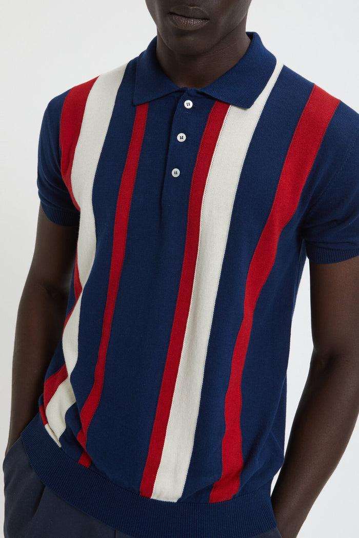 Baracuta Lined Stripe Polo Navy