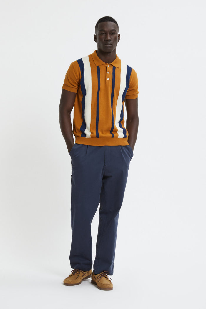 Baracuta Lined Stripe Polo Pumpkin Spice