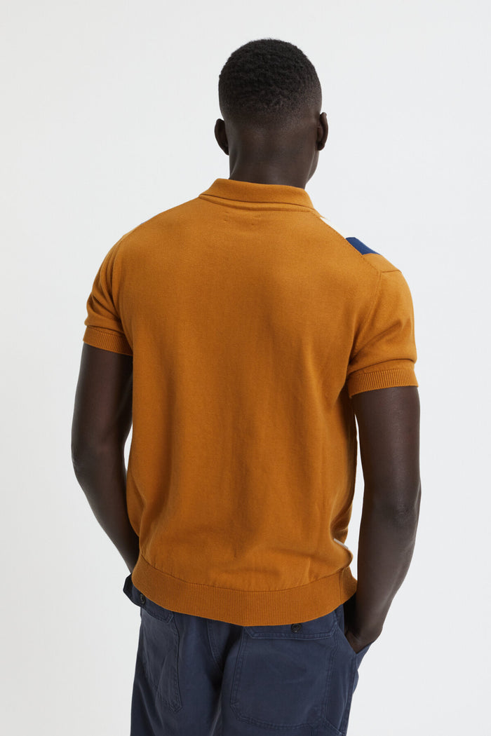 Baracuta Lined Stripe Polo Pumpkin Spice