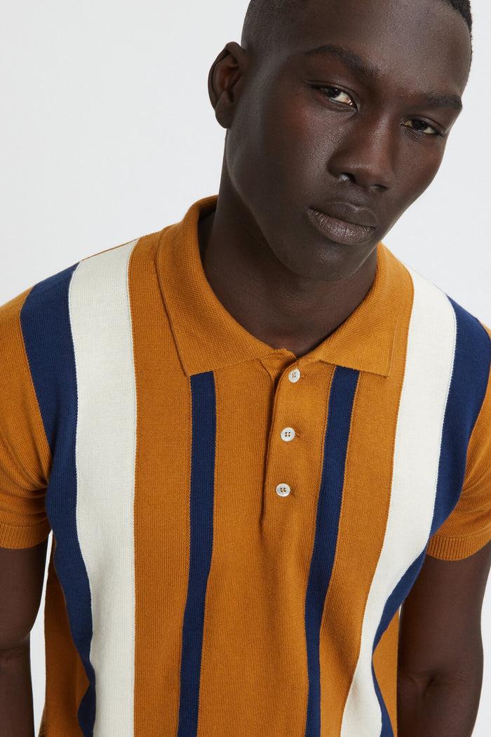 Baracuta Lined Stripe Polo Pumpkin Spice