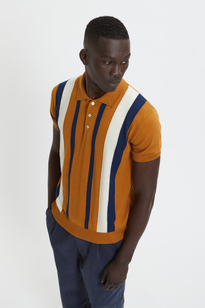 baracuta Lined Stripe Polo Pumpkin spice