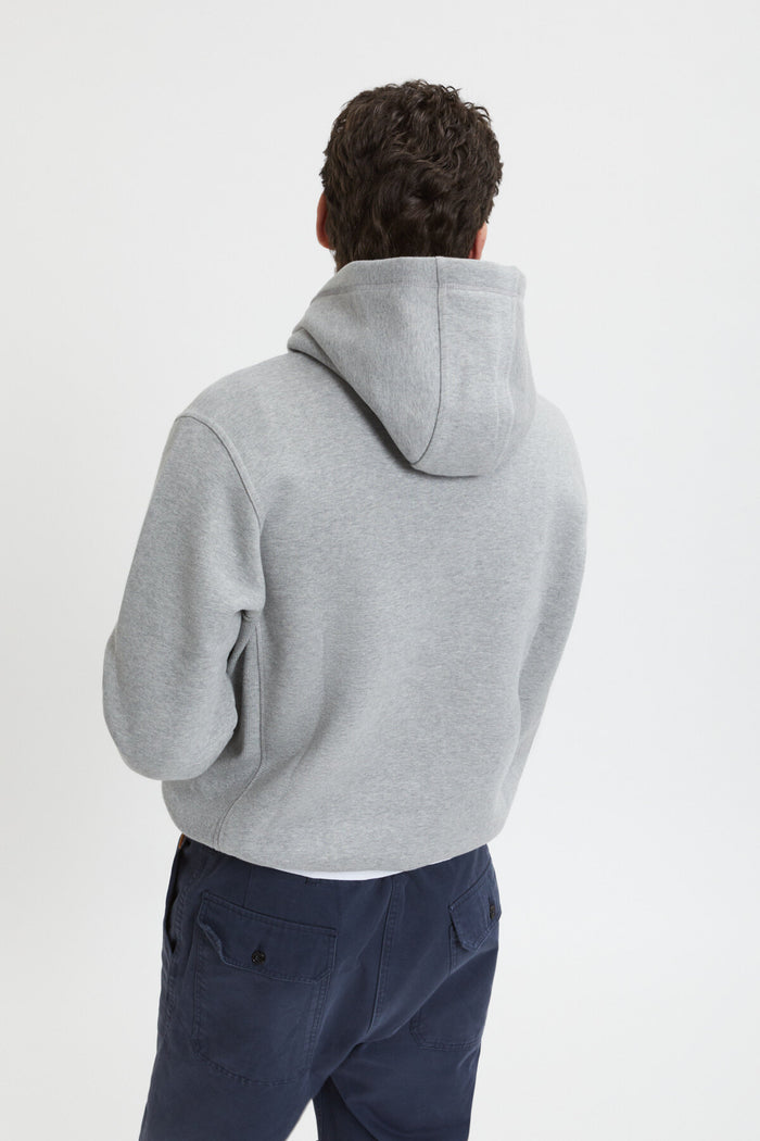 Baracuta Logo Hoodie Fleece Grey Melange
