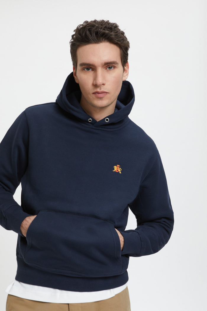 Baracuta Logo Hoodie Fleece Navy