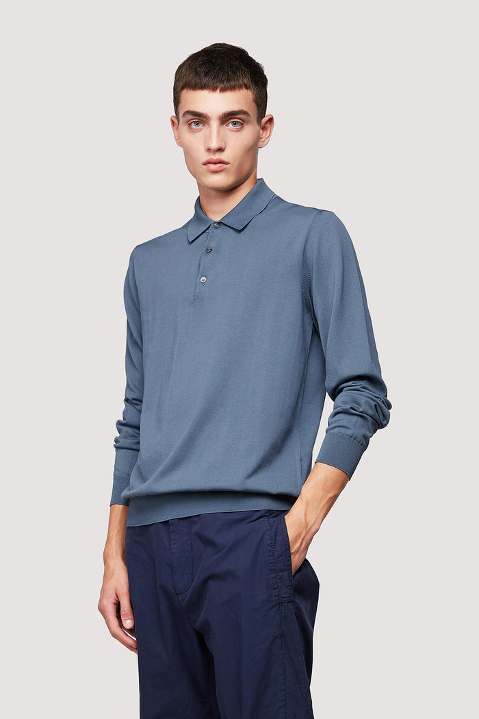 Baracuta Long Sleeve Polo Avio