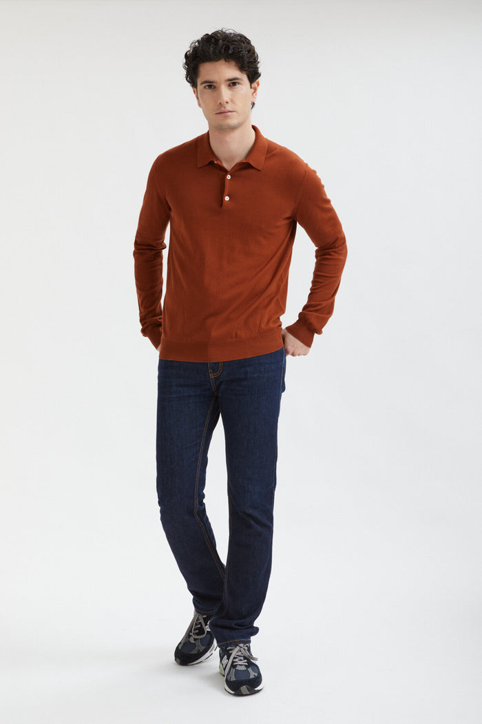 Baracuta Long Sleeve Polo Caramel