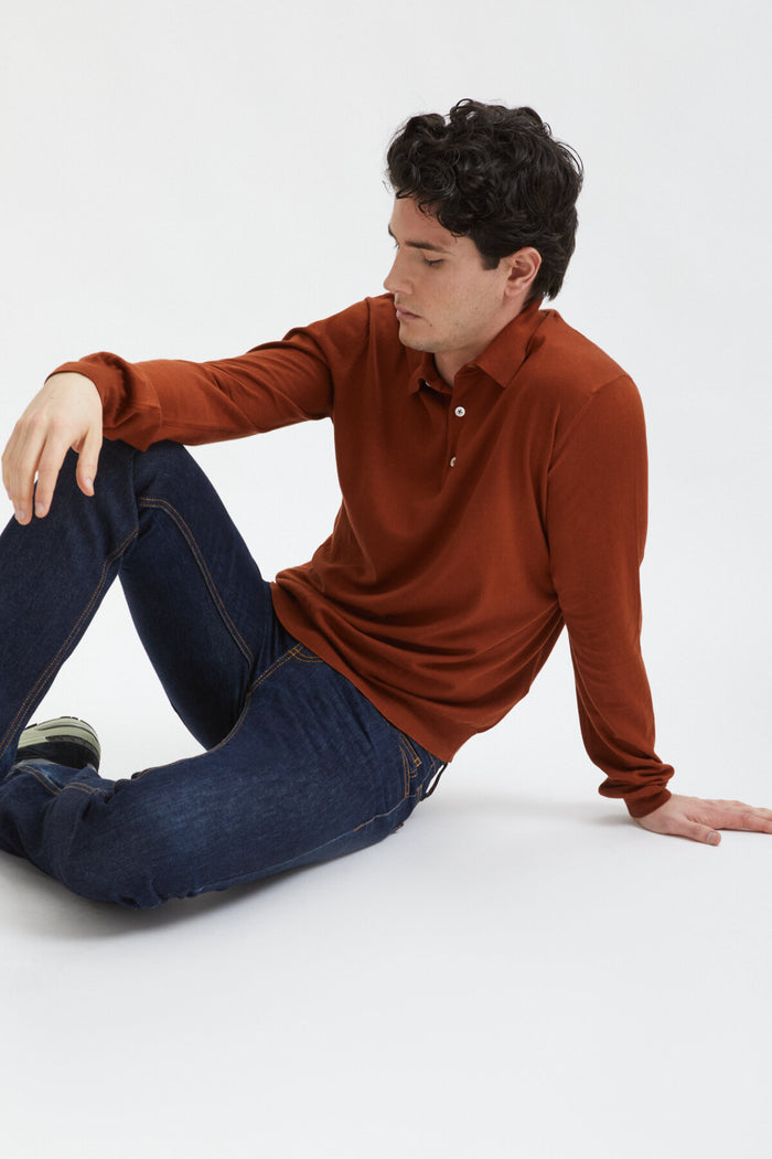 baracuta Long Sleeve Polo Caramel